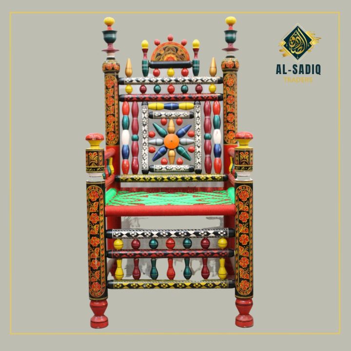 AL-SADIQ TRADERS | Wooden Traditional Chair Village Style Traditional Chinioti Village Chairs Fancy Colourful Chair Handmade  Wooden Chairs For Living Room customized