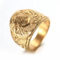 Wholesale Hiphop Freemason member items stainless steel men gold masonic rings jewelry. 