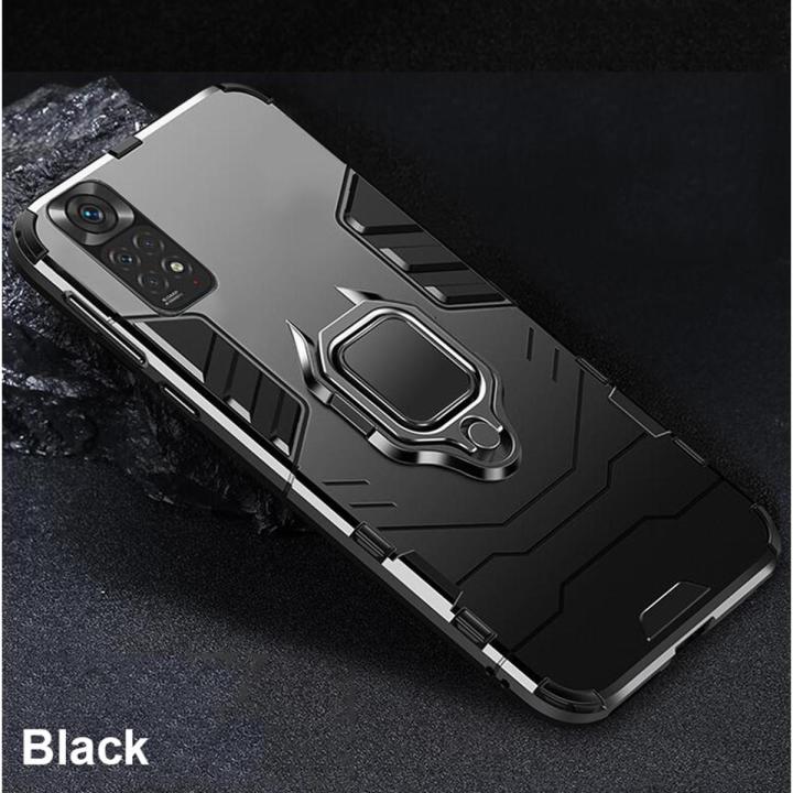 iCaseCover for Xiaomi Redmi Note 11 4G Hard Case Shockproof Car Magnetic Stand Holder Back Cover