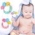 Rattle Shape Silicone Baby Teether – Soft & Safe Teething Toy for Infants – BPA-Free, Non-Toxic, and Easy to Grip. 