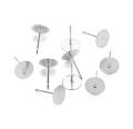 12 Pairs Earring Post Stud Hypo Allergenic Stainless Steel Earring Posts Base Flat Pad Blanks Pin Studs and Clear Rubber Earring Backs/Earring Back Stopper, Safety Back Jewelry Making Findings. 