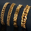 Mens 316L Stainless Steel Male Bracelet Wholesale Braslet Gold Silver Color Braclet Chunky Cuban Chain Link Bracelet For Man. 