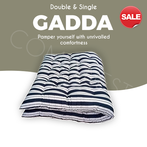 Polyester Filled Gadda For Single Bed & Floor Folding Mattress Multi-Colored Gada