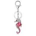 Fashion crystal seahorse key chain holder women jewelry charm pendant ysk028 girl purse. 