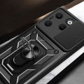 Quiberk for Infinix Hot 40 / Hot 40 Pro Phone Case Slide Camera Cover Magnetic Kickstand Hard Shockproof Armor Back Casing. 