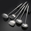 201 Stainless Steel with Spatula with Long Handle Big Strainer Spoon Spatula Spatula and Soup Spoon Fried Ladel Kitchen Supplies Set. 