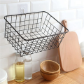 Hollow Iron Wired Basket, Storage Baskets Metal Basket Without Interlining Bathroom Kitchen Organizer Black. 