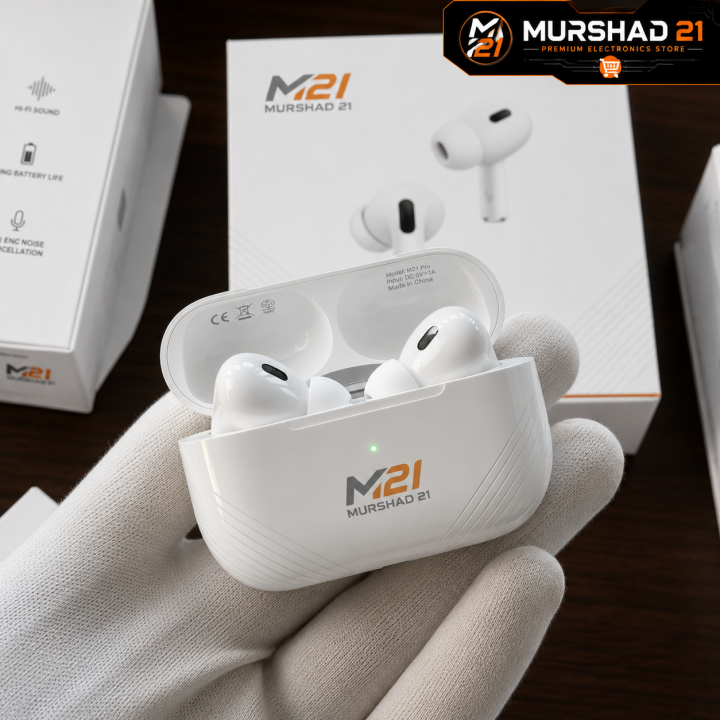 Premium TWS Wireless Earpods 2nd Gen - Bluetooth Earbuds with Active Noise Cancelling - White Stereo Handsfree