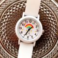 2024 New rainbow cloud luminous silicone band children's watch lovely cartoon quartz watch girls watch wholesale. 