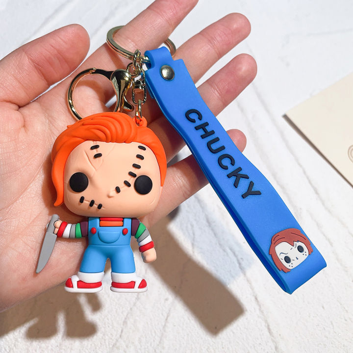 Horror Movie Child's Play Chucky Doll Key Ring PVC Keychain Pendant Figure Toys Dolls
