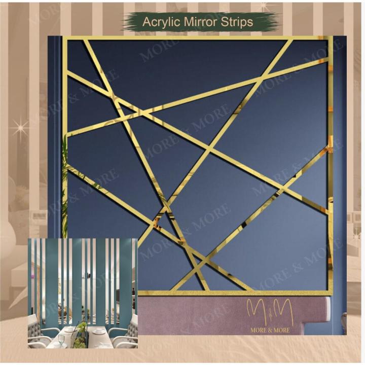 Acrylic Mirror Strips Wall Decoration, Self-adhesive, Size: Length: 8 Feet, Width 1 Inch, Home Living Room Decor, Acryalic Wall Art -M&M Decor