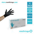 mediniaga 9| BLACK Disposable Nitrile Gloves (Powder Free, Non Medical). 
