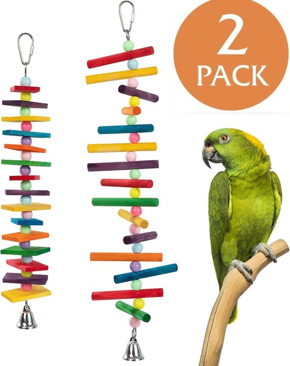 ZYMAL%20STORE%202%20Pcs%20Bird%20Toys,%20Parrot%20%20Toys%20with%20Multicolored%20Natural%20Wooden%20Blocks%20for%20Conures%20Parakeets%20Cockatiels%20Lovebirds%20African%20Grey%20Cockatoos%20Macaws%20and%20Amazon%20Parrots%20-%20Image%202