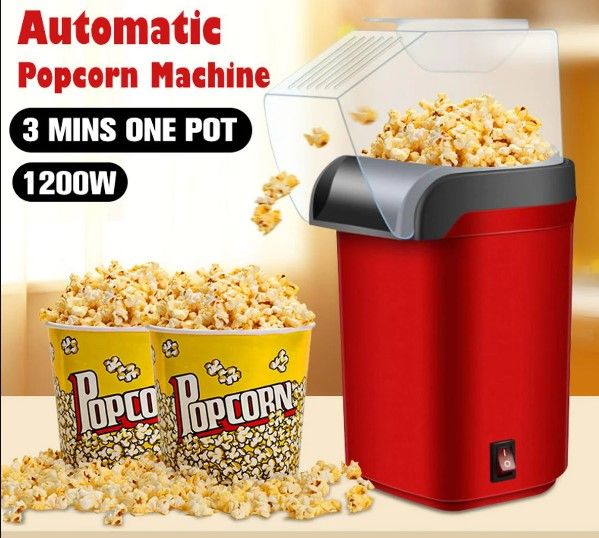 Popcorn Maker, Oil Free Popcorn Making Machine, Mini Electric Popcorn Maker, Hot Air Popcorn Popper, Portable Popcorn Maker Machine for Kids, 3 Minutes Popcorn Maker