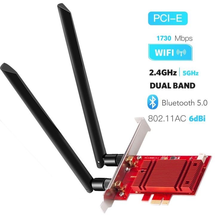 Hommie AC 1730Mbps+Bluetooth 5.0 WiFi Card with Heat Sink, IEEE 802.11AC 5GHz/2.4GHz Dual Band PCI WiFi Adapter Wireless Network Interface Card Gigabit Adapter for Win10 Linux 4.14+ (WIE9260)