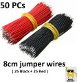 Pack of 50 ( 25+25 ) Black/Red HQ Copper 8 cm Connecting Jumper Wire Extension Cable Circuit For Board Soldering DIY Projects DC Motors, Pumps. 