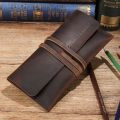 Retro Leather Roll Pencil Cases Leather Pen Bag Pouch Texture Student Adult Pencil Bags Office High School Supplies Stationery. 