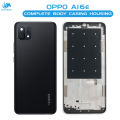 Oppo A16e Housing Middle Frame With Side Button and Camera Lens Complete Body Casing Replacement For A16e - Black. 