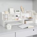 DIY Desktop Organizer Office Desk Storage Rack, Expandable Stand for Top of Desk, Stationery Cosmetics Toy Storage Display, White Desktop Shelf for Office. 
