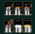 frying pot with strainer, oil filter pot, cooing pot Portable Cooking Pot with Strainer Pot with Basket –Stainless Steel Deep Oil Fryer 1200ml with Anti-Scalding Silicone Handle – Frying Pot for Tempura, French Fries, Fish, Chicken & Shrimp. 