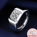 Gesh Fashion Men Ring 925 Silver Jewelry with Zircon Gemstone Accessories for Wedding Party Promies Engagement Gift Open Finger Rings. 