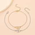 【In-Demand Item】 Fashion Silver Color Double Heart Anklet for Women Bling Hollow Out Love Foot Ankle Leg Bracelet Chain Jewelry WANNA.