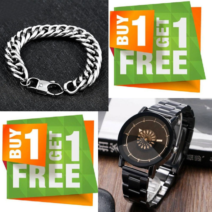 Pack Of 2 New Luxury Hot Selling Analog Quartz Hand Chain Band Stainless Steel Wrist Watch For Men Watch For Boys