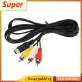 【inn】New Professional Black 1.8 m 3 RCA 9 pin Audio Video AV Cable for Sega Genesis 2 or 3. 