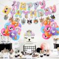 PinShang Cat Birthday Party Decorations Happy Birthday Cat Head Banner Cake Toppers 12inch Latex Balloons Set For Cat Birthday Party. 