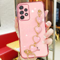 For Samsung Galaxy A53 5G Back Cover + 3D Love Heart Wristband Fashion Bracelet Ultra Thin Shiny Plating Bumper Phone Case Soft TPU Silicone Shockproof Protective Cases. 