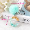1Pc Blue Pompom Letter Keychain Words Keyring with Puffer Ball Glitter Gradient Color Resin Crafts Handbag Charms. 