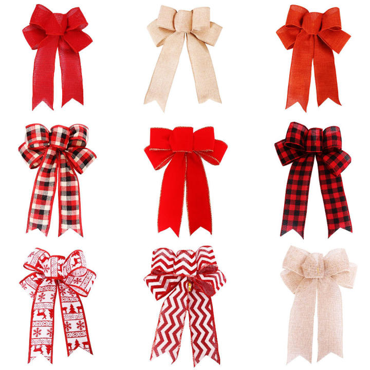 Flocking Cloth Bow Tie Charms Tie Wire Fixed Sackcloth Red/Khaki Burlap ...