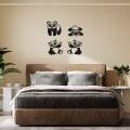 3D Wooden Wall Art 4 Pieces Wooden Panda Room Decoration Pair of Panda Wall Art Beautiful Wall Decor for Bedroom for Home and Shop - Wooden Wall Decor. 