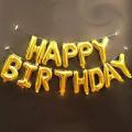 Golden Happy Birthday Balloons Letters Alphabet for Birthday Party Decorations. 
