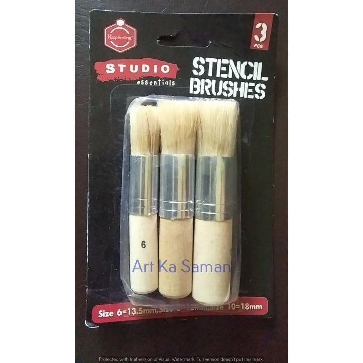 3Pcs Wooden Stencil Brushes for Art Project Acrylic Oil Watercolor Painting Card Making and DIY Art Crafts Brush