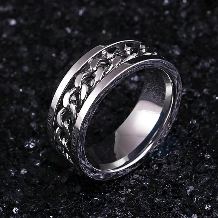 Silver Stainless Steel Spinner Chain Ring For Men and Boys