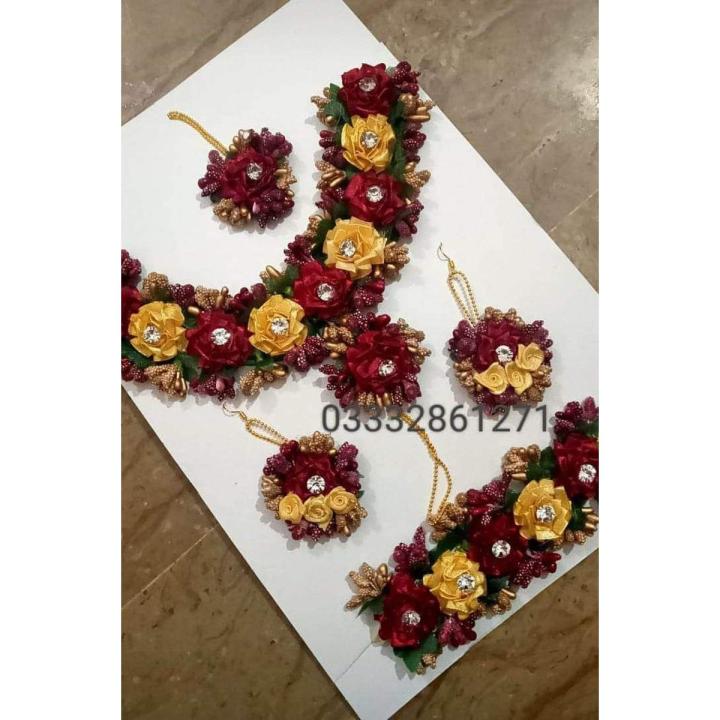 floral jewellery set mahroon