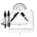 Student stationery 10-piece set compasses metal geometry drawing tools examination ruler compass set. 