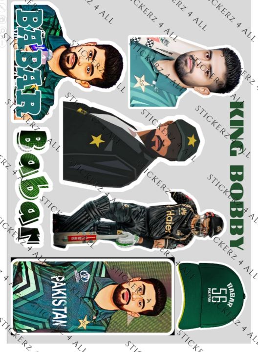 uncut sticker sheet CRICKETER BABAR AZAM A6 size based on pakistani cricket player babar azam T20 world cup cool trendy ideal for journaling, notebooks, phone cases, gifting, skateboards, laptops, guitars and perfect for all cricket fans and lovers