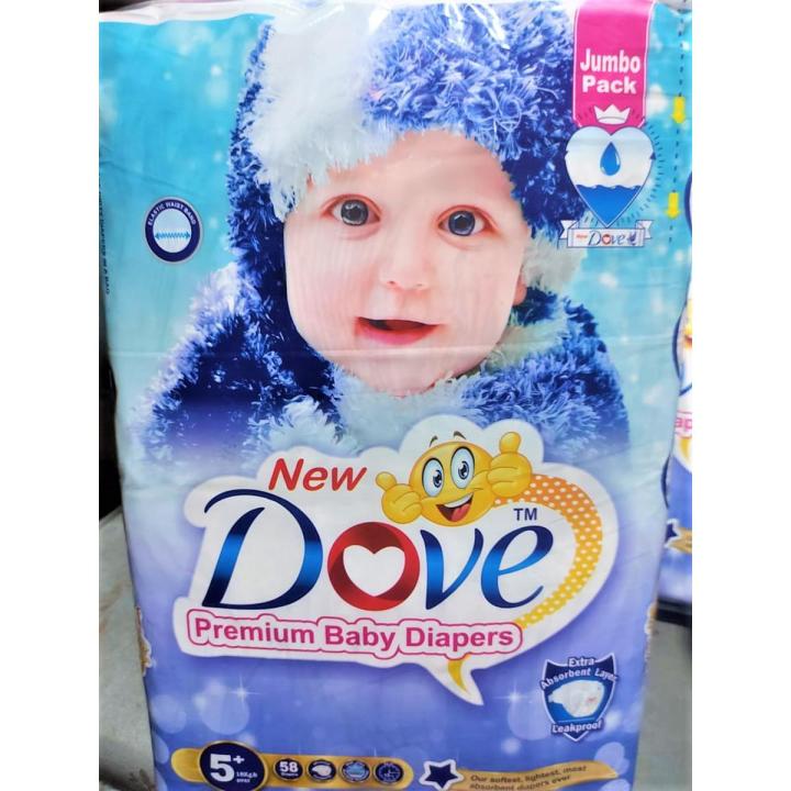 Dovees Premium size 5+ x-large Junior Baby Diaper 58 Pcs Jumbo Pack