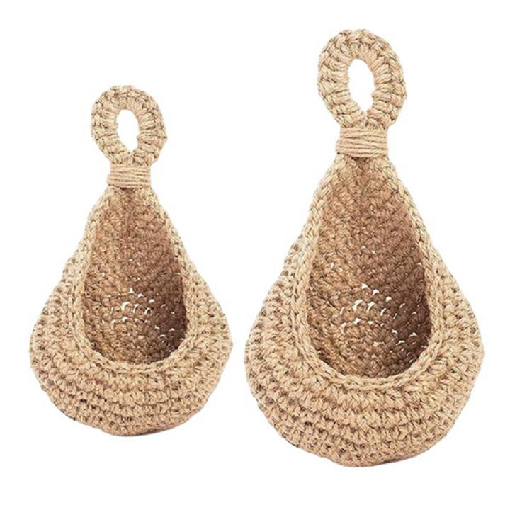 Jute Potato and Onion Storage Basket for Pantry Boho Kitchen Decor Bohemian Hang Fruit Baskets for Kitchen