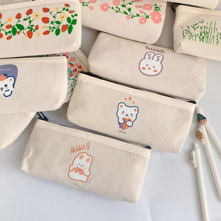 Pencil Bag School Supplies Stationery 1 Pieces Kawaii Pencil Case Bear Canvas Pencil Box