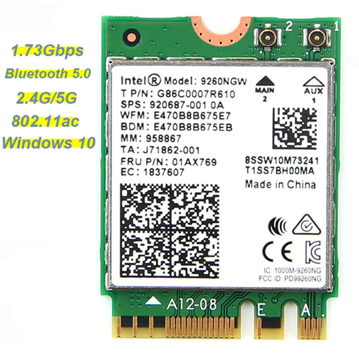 1.73Gbps Wireless Wifi Network Card For Intel 9260 AC 2.4G/5Ghz NGFF 802.11ac Wi-fi Bluetooth 5.0 For Laptop Windows 10