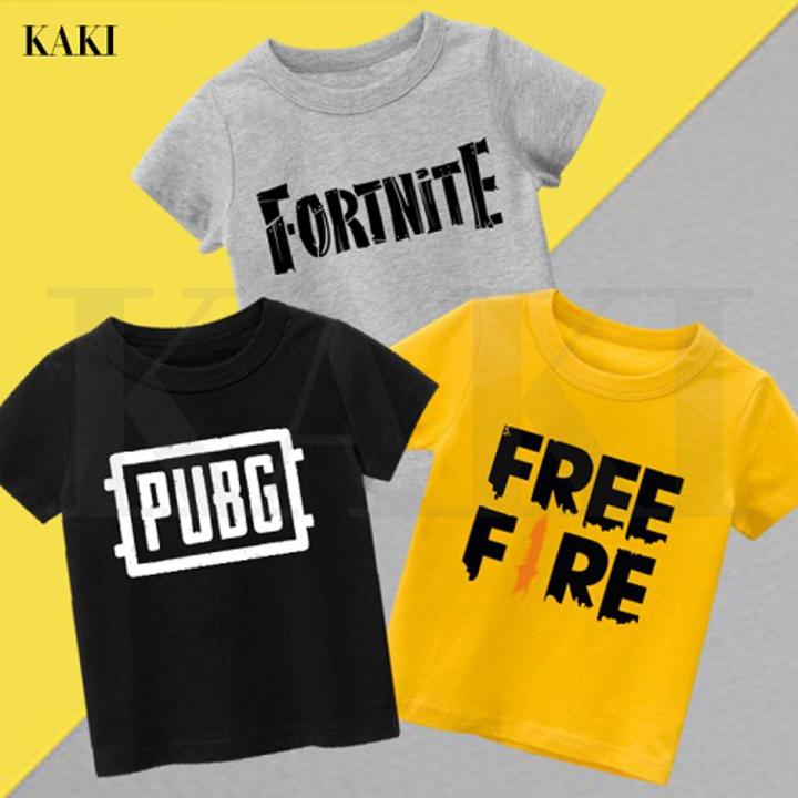 Pack Of 3 - Free Fire, Fortnite, PUBG T-Shirts For Kids
