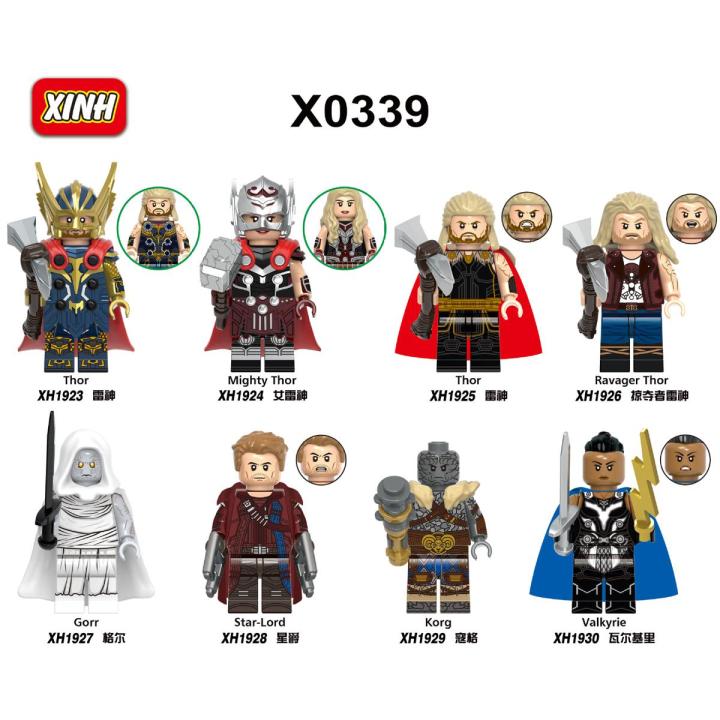 Single Sale Marvel Thor Figures Building Blocks Mighty Thor Ravager Thor Gorr Korg Star Lord Valkyrie Minifigures Assemble Bricks for Children Collection Gift Toys X0339