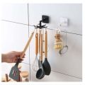 Kitchen Utensil Hanger 360° Rotatable 6 Hooks  Under Cabinet Spoon Holder  Self Adhesive Kitchen Hooks. 