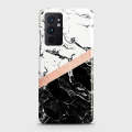 OnePlus_ 9RT 5G - Black & White Marble With Chic RoseGold Strip Printed Hard Case with Life Time Colors Guarantee. 