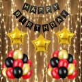 Happy Birthday Decoration, Set 30Pcs Shining  Balloons, Birthday Banner 1pcs,3Pcs Star Foil,1Pcs Lights LED Backdrop. 