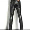 Men's Black Real Cowhide Slim Fit Leather Pants Jeans Trousers Bikers Pant. 