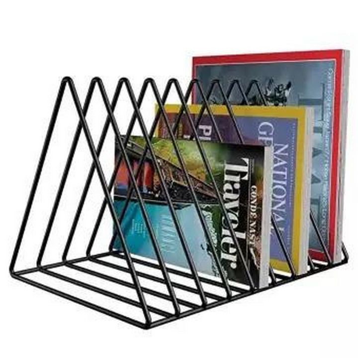 Magazine Rack Heavy Duty Newspapers Holder Magazine Letters Storage Files Folder Stand 9 Slot Desktop Organiser Book Shelf Vintage Design Metal Home Office (Black)